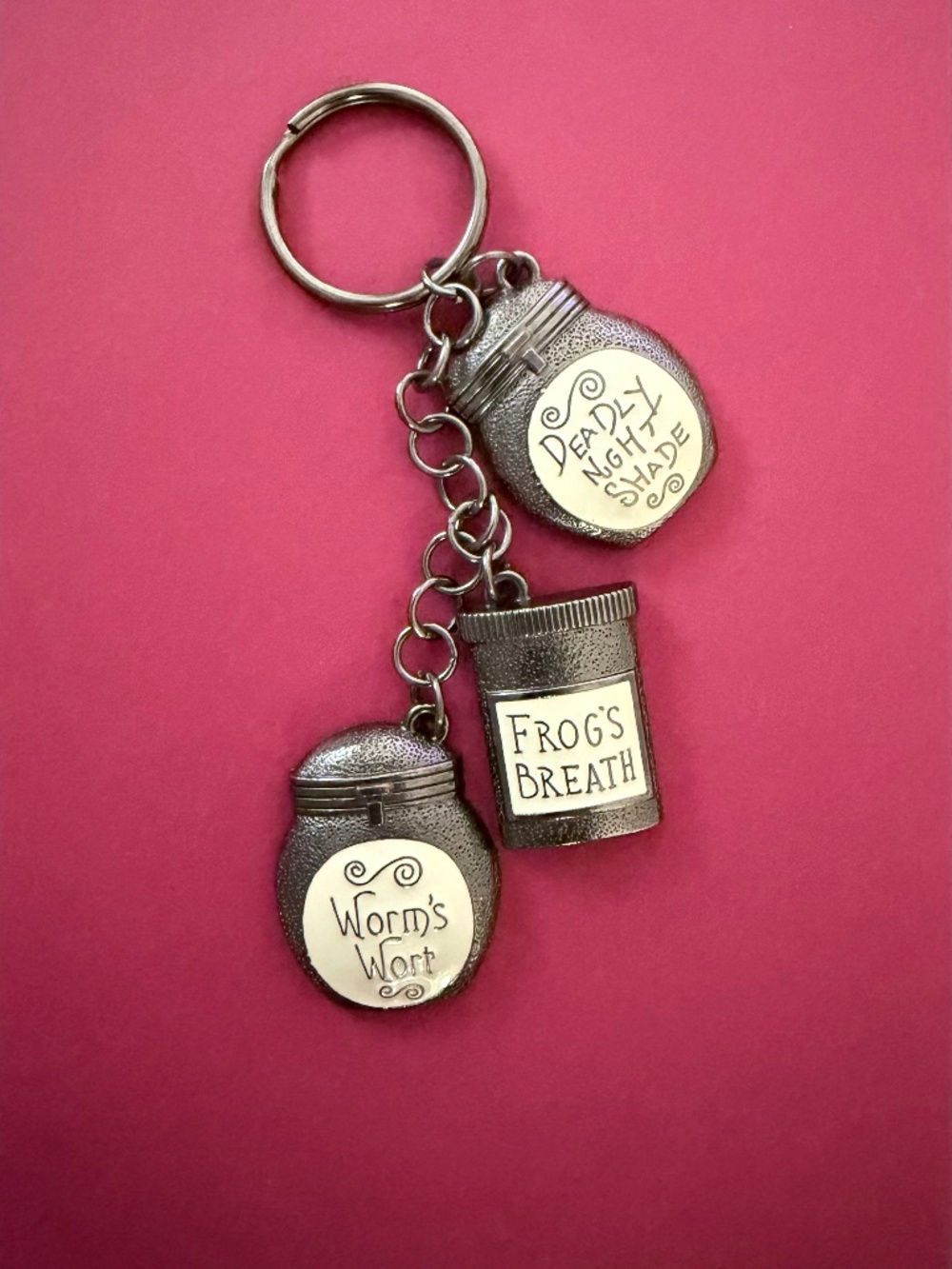 Disney Nightmare Before Christmas Sally Potion Jars Keychain Frogs Breath Metal